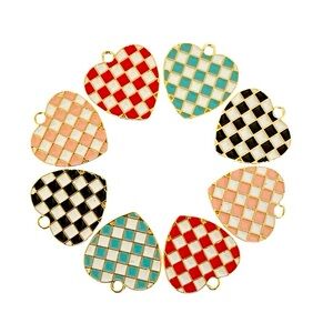 Heart-Shaped Earrings with Checkered Design